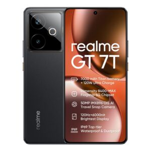 realme GT 7T 5G Smartphone 12GB+512GB Black,6.80 inch Screen, 120Hz Refresh, 7000mAh Battery, 120W Ultra Charge, 90MP AI Cameras, Dimensity 8400-MAX chipset, IP69